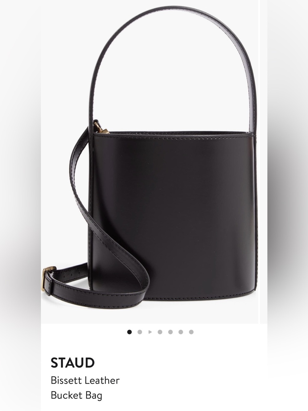 STAUD Bissett Leather Bucket Bag in Black
